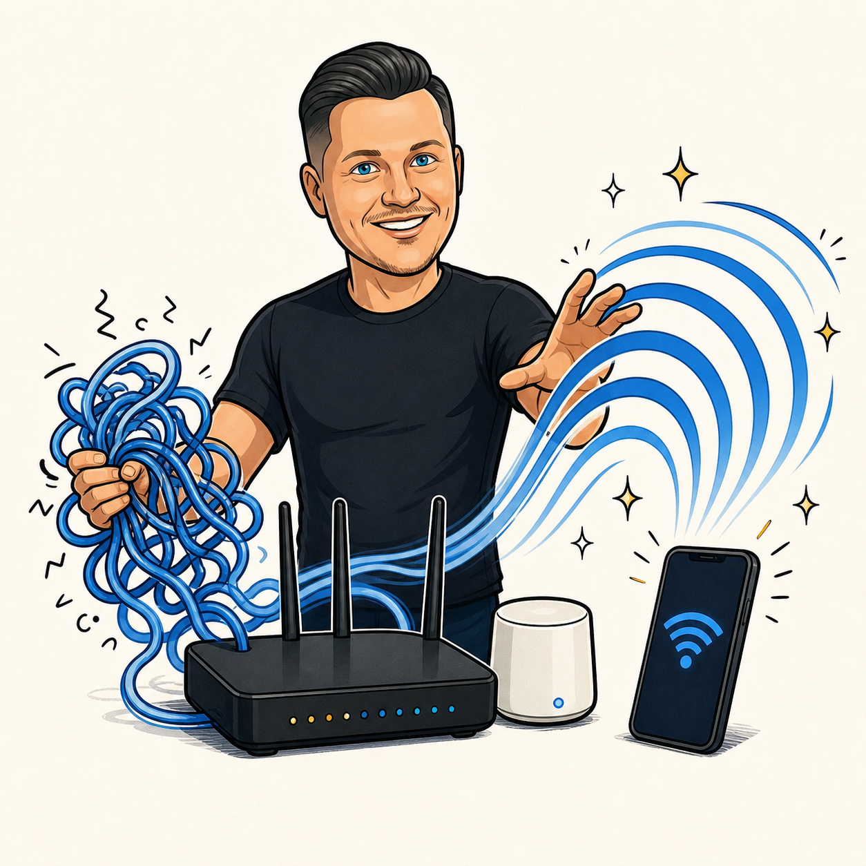 Jamie turning tangled Wi-Fi into a strong clean signal